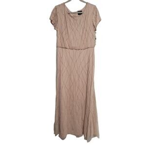 NWT Arianna Papell Beaded Blouson Champagne Gown Dress Size 14